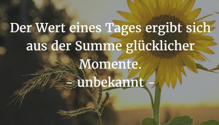 Der Wert eines Tages ergibt sich aus der Summe glücklicher Momente.