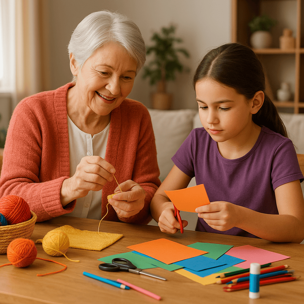 Handarbeiten und Basteln mit Enkeln
